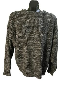 Vintage Honor Men’s Sweater Large Black Gray Marked Chunky Knit